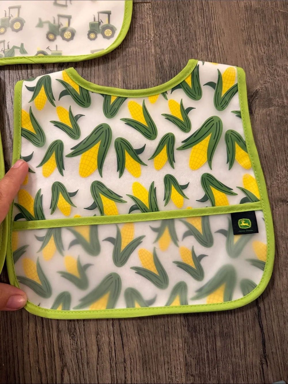 John Deere Green & Yellow Toddler Bib Set with Tractor and Corn Prints